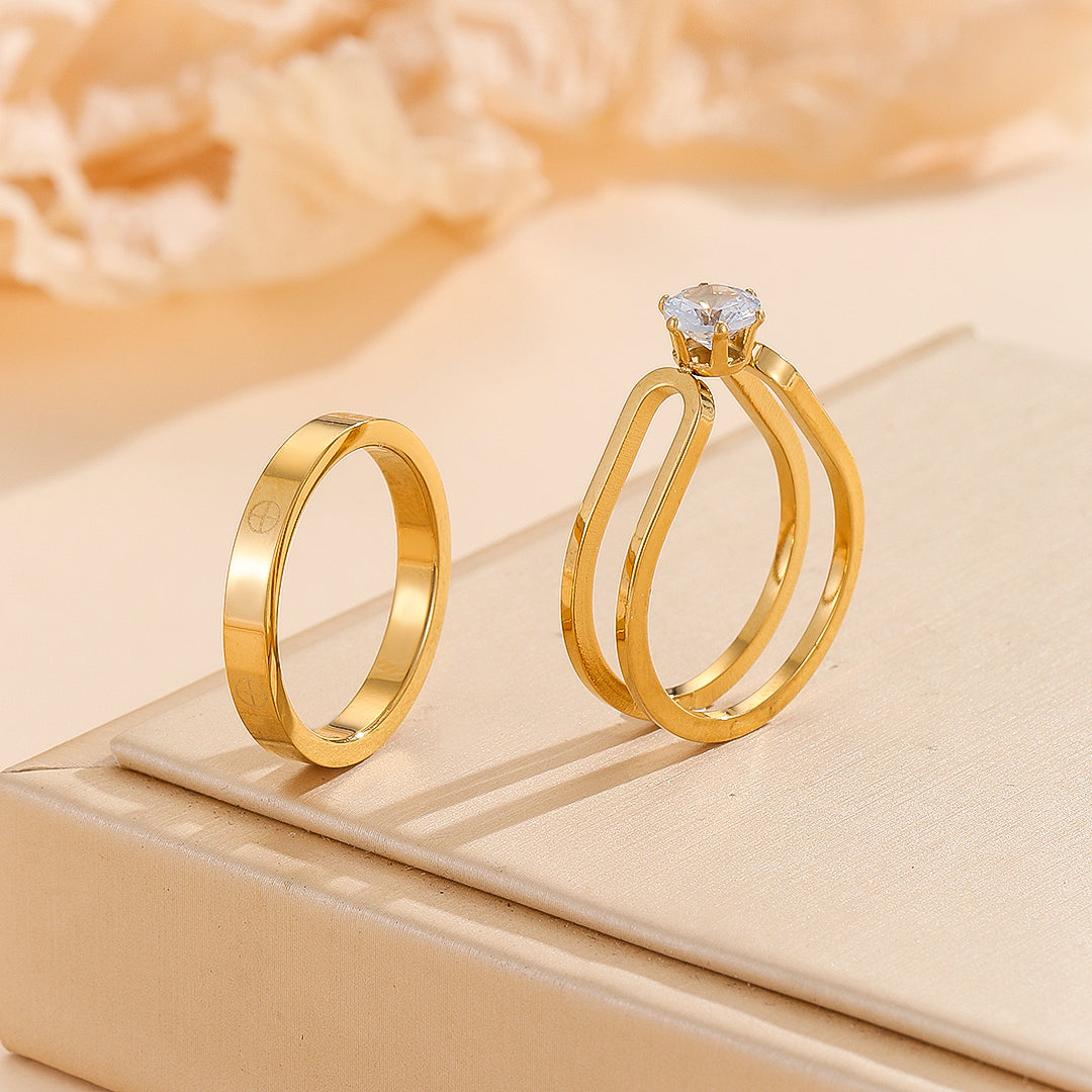 Findsgoods® Elegant Golden Dou Halo Ring