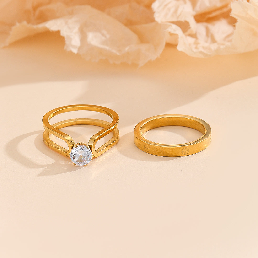 Findsgoods® Elegant Golden Dou Halo Ring