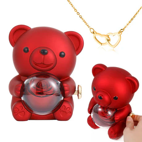 Findsgoods® Eternal Rose Bear with Engraved Pendant